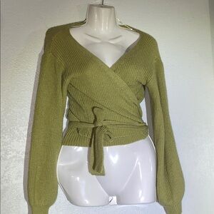 princess Polly green Tie-Front Sweater size L